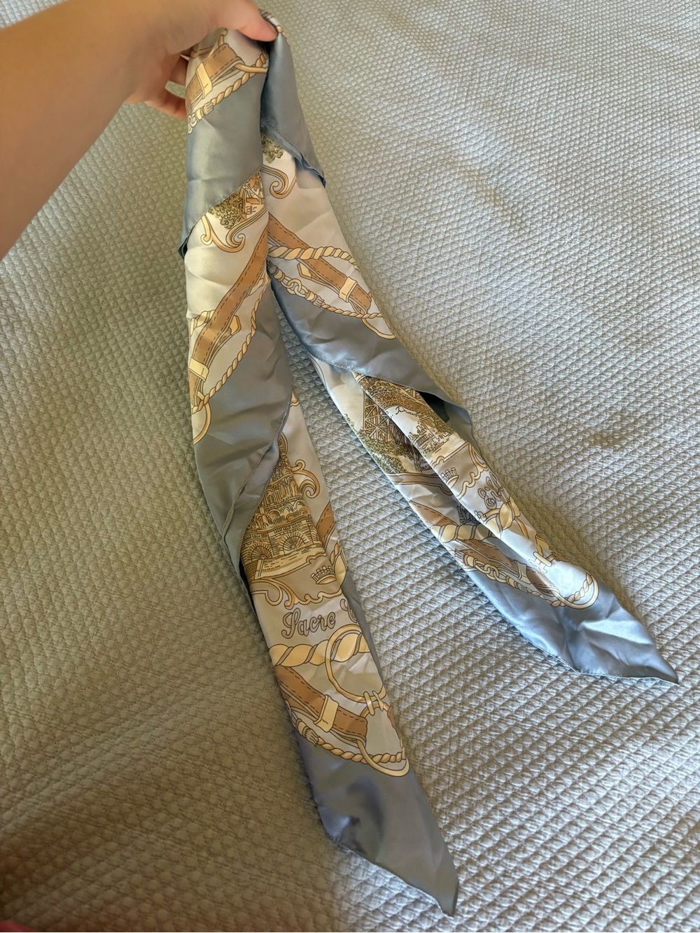 Scenic Print Light Blue and Cream scarf